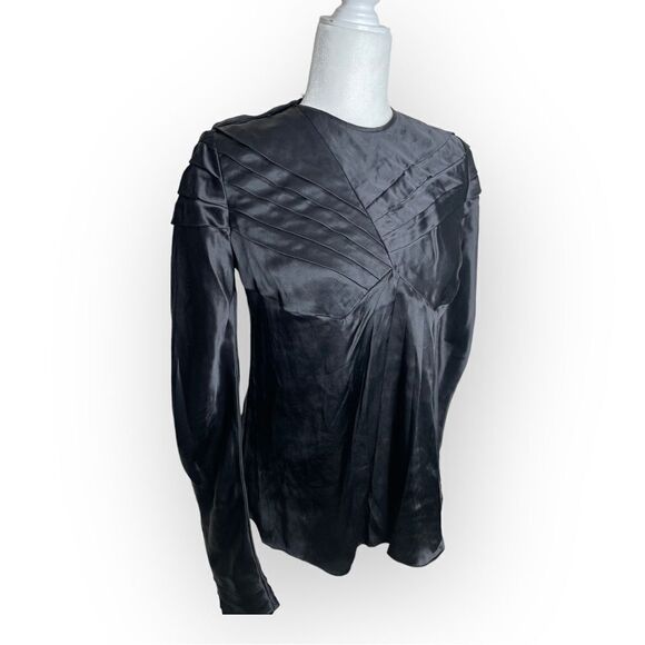 Proenza Schouler Black Silk Long Sleeve Detail Blouse - Picture 4 of 15